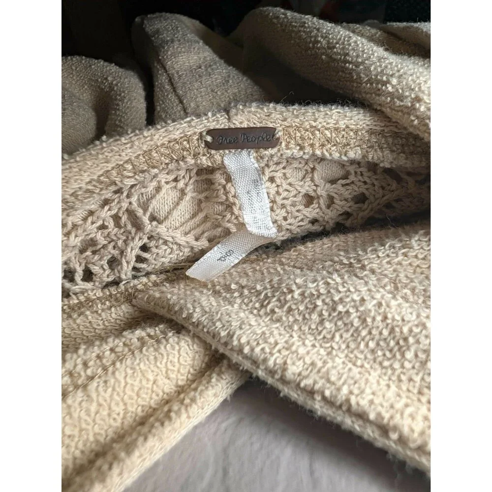 Free People Lacey Pullover Hoodie Women S Cream Crochet Lace Cropped Boho
